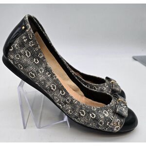 Cole Haan/Nike air Womens Black & Gray Slip-On Flats With Gold Buckle Detail